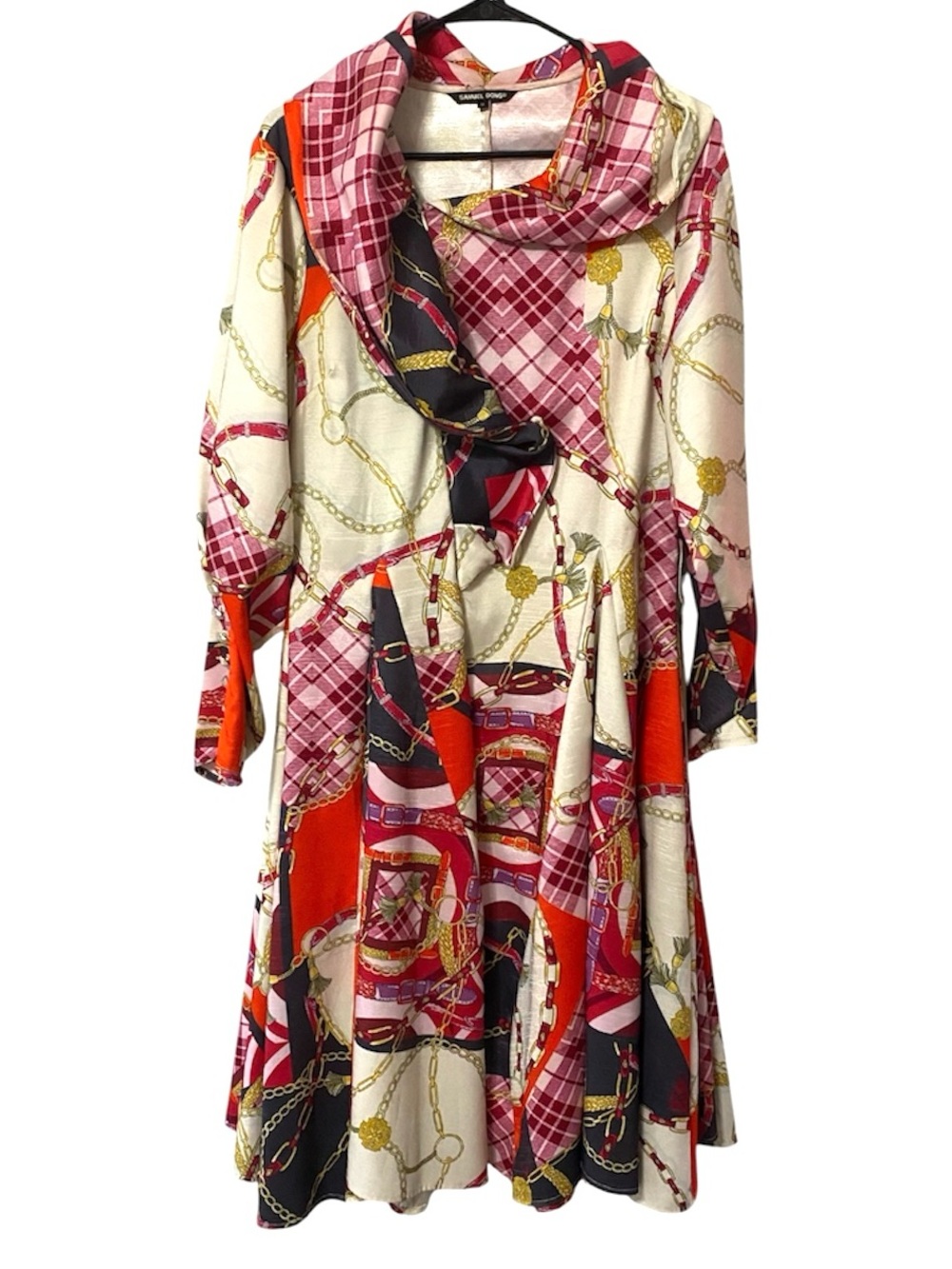 Samuel Dong Avantgarde Couture Colorful Printed Long-Sleeve Dress Woman Medium